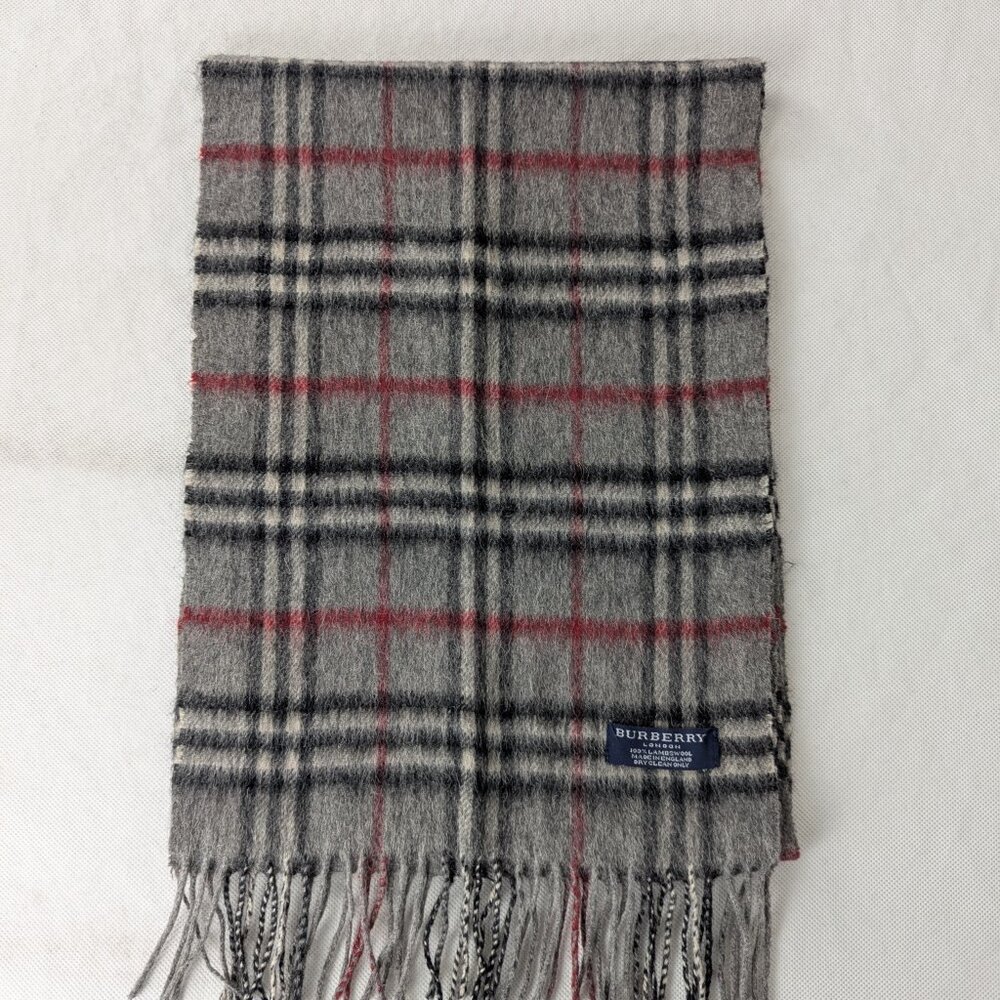 Burberry Designer Lambswool Check Scarf Gray | Unisex |Soft Luxury |Iconic Plaid - Picture 7 of 7